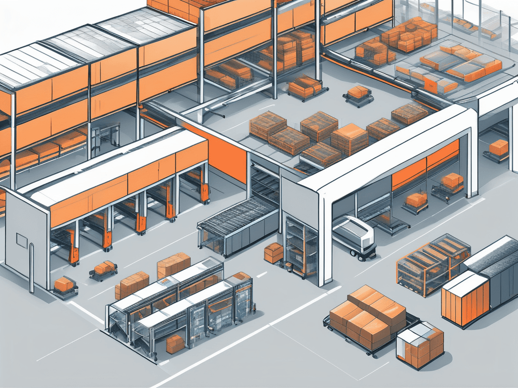 Magazijn met stellingen en producten, beheerd via magazijnsoftware